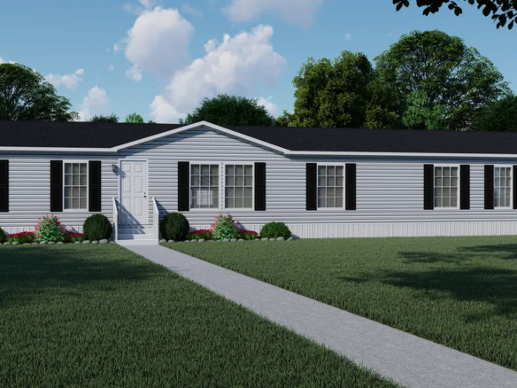 A 3d rendering of a mobile home.