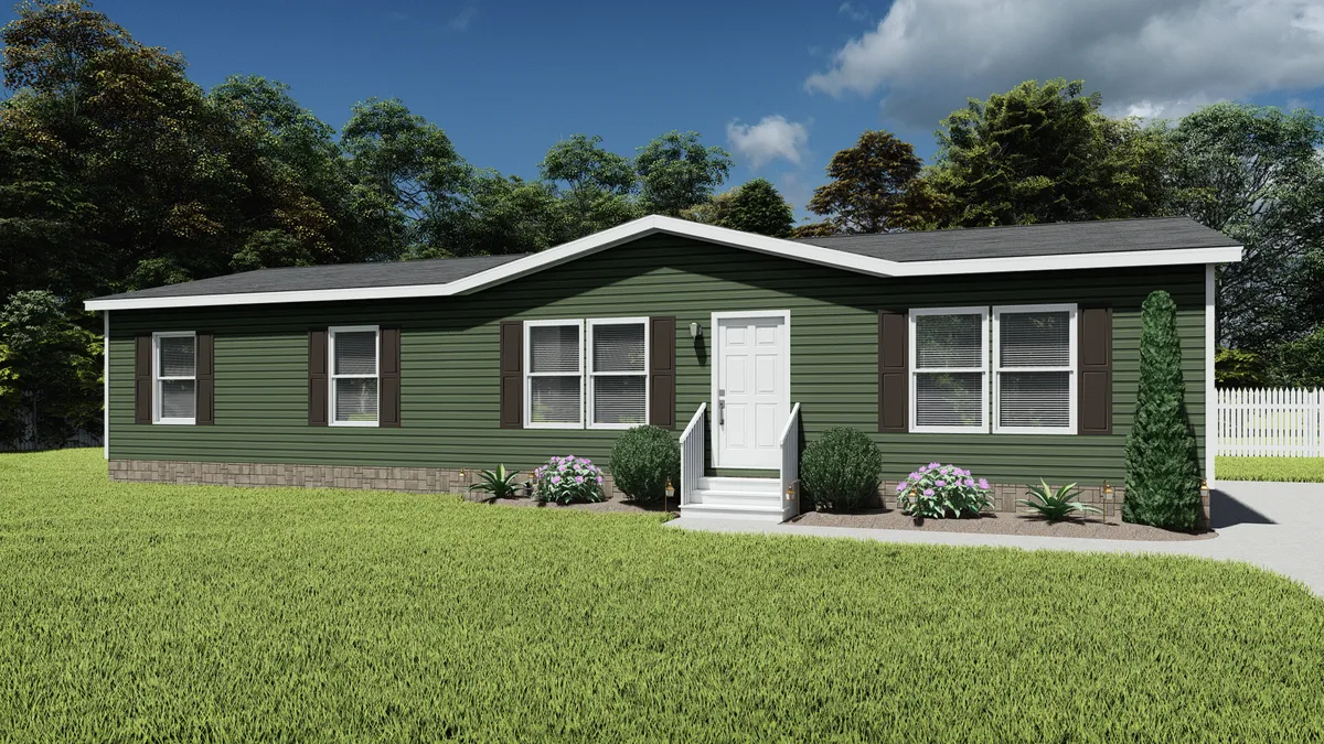 green, mobile home