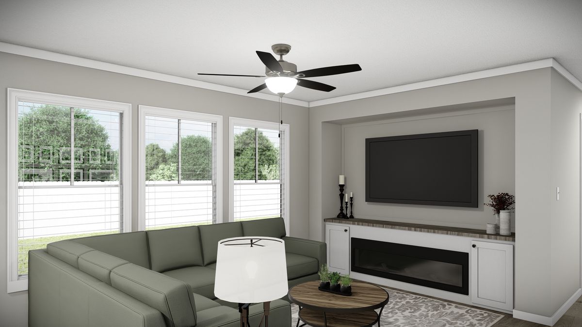 13c2a25a-b70b-4ec6-95b2-c357dc6cf30e A rendering of a living room with a ceiling fan.