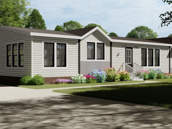 A 3d rendering of a mobile home.