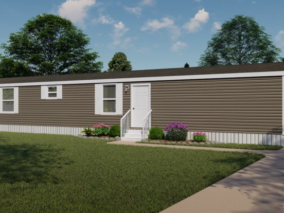 A 3d rendering of a mobile home.
