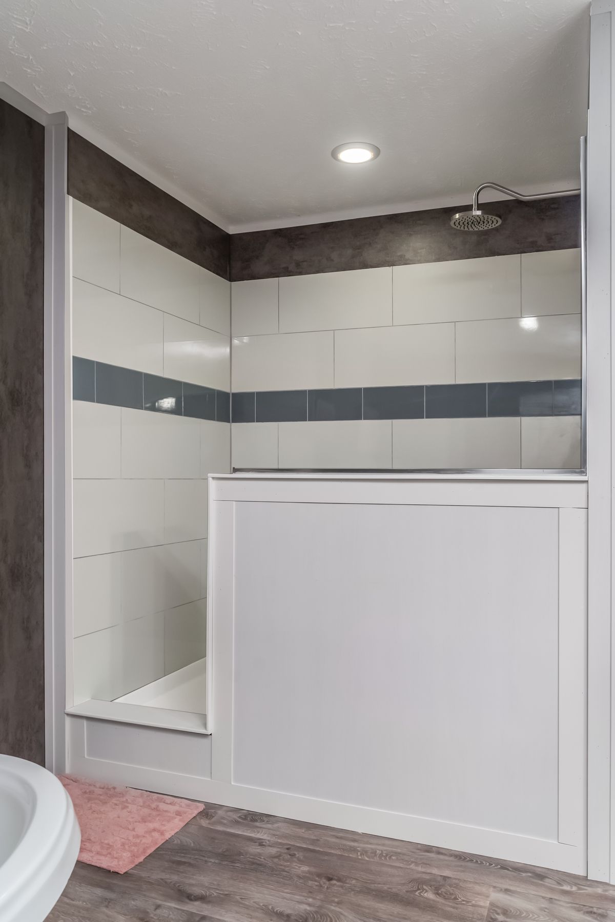 219bb6cb-7f56-47e6-a0a5-2f611d42c28f A bathroom with a tub and shower in a mobile home.