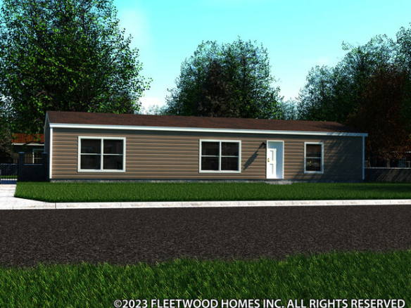 A 3d rendering of a mobile home.
