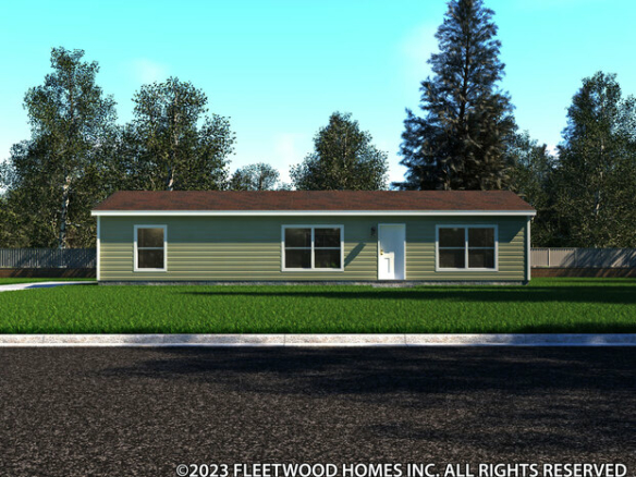 A 3d rendering of a small home.