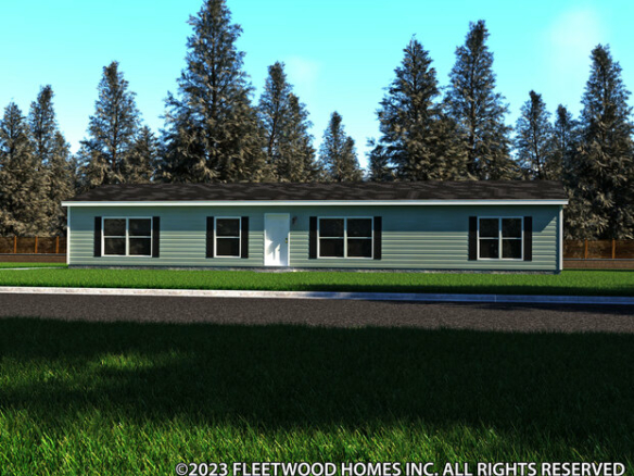 A 3d rendering of a mobile home.