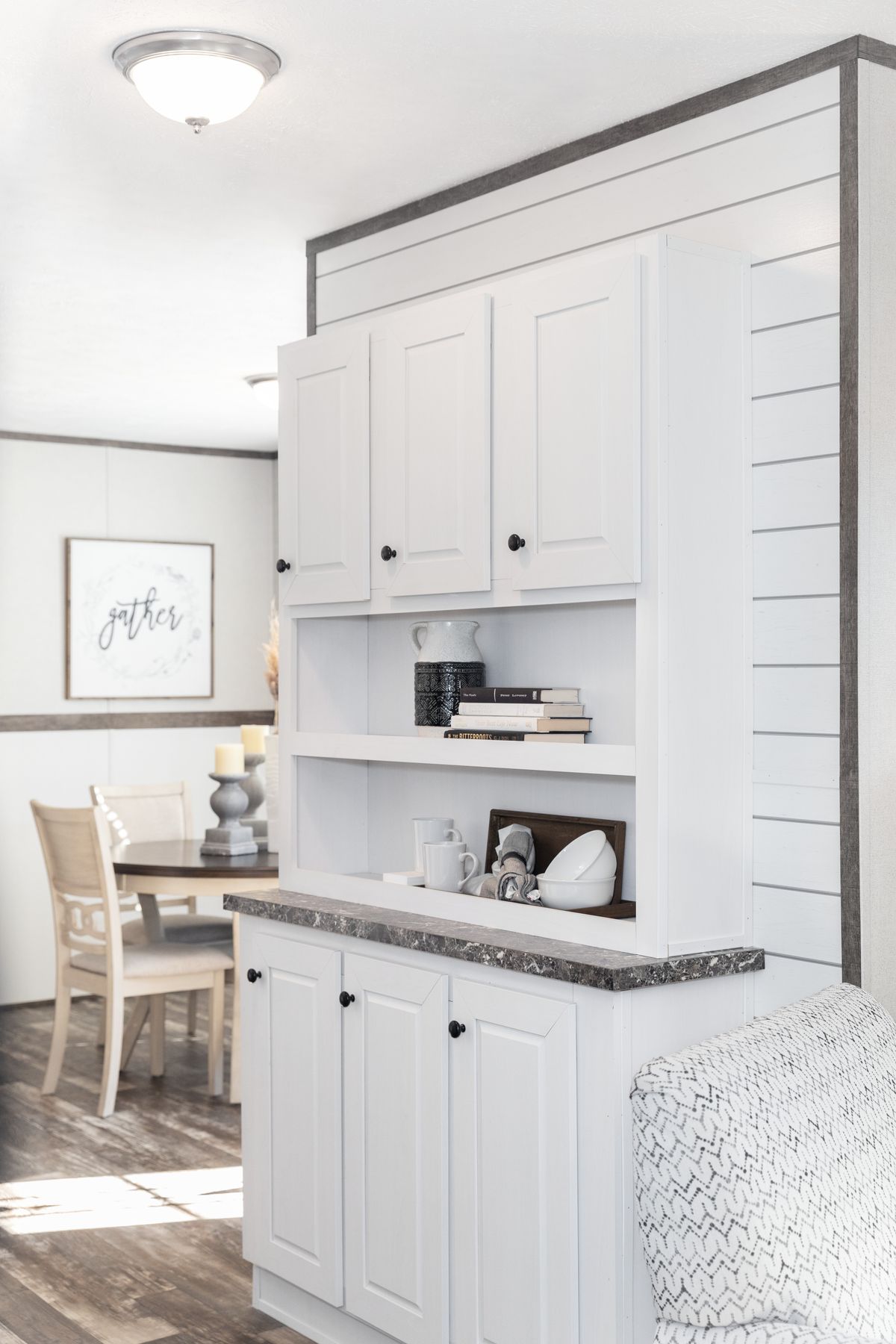 mobile home, white kitchen