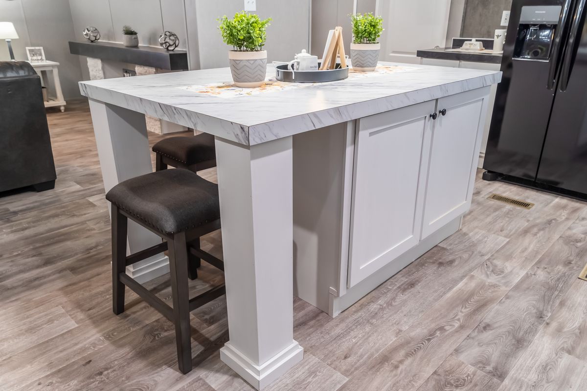 Keywords: kitchen island, white cabinets