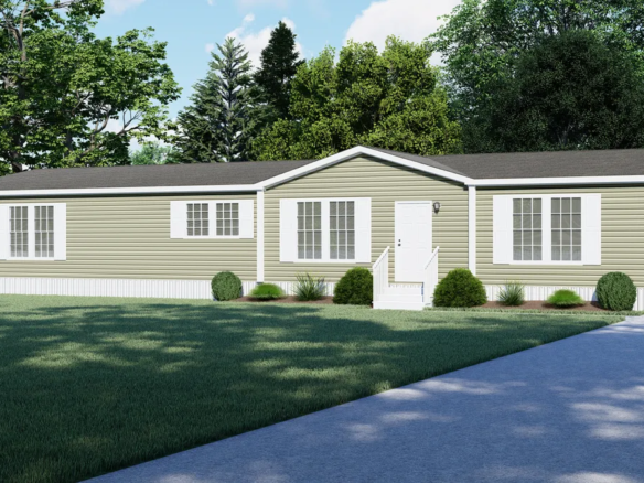 A 3d rendering of a mobile home.