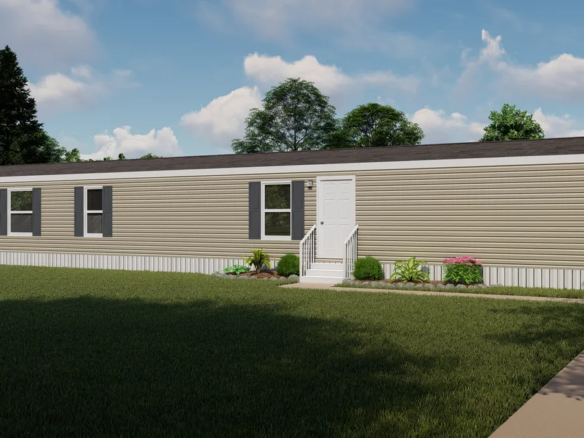 A 3d rendering of a mobile home.