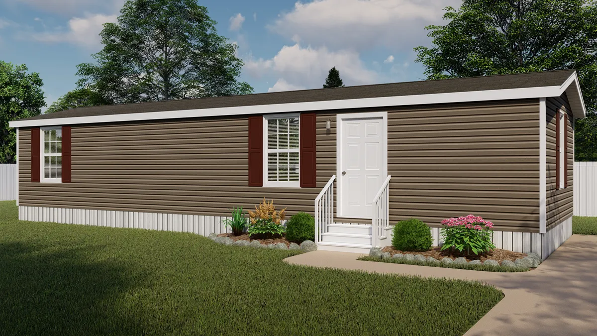 7fb527c2-8d1a-4201-b3da-cba17d8b28b5 A rendering of a mobile home with a front porch.