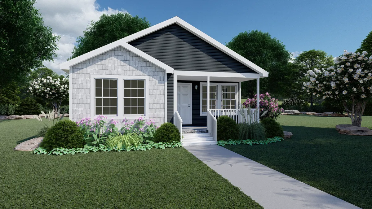 857f4af5-681f-4e34-85c8-ae603163ad36 A rendering of a small house with a front porch.