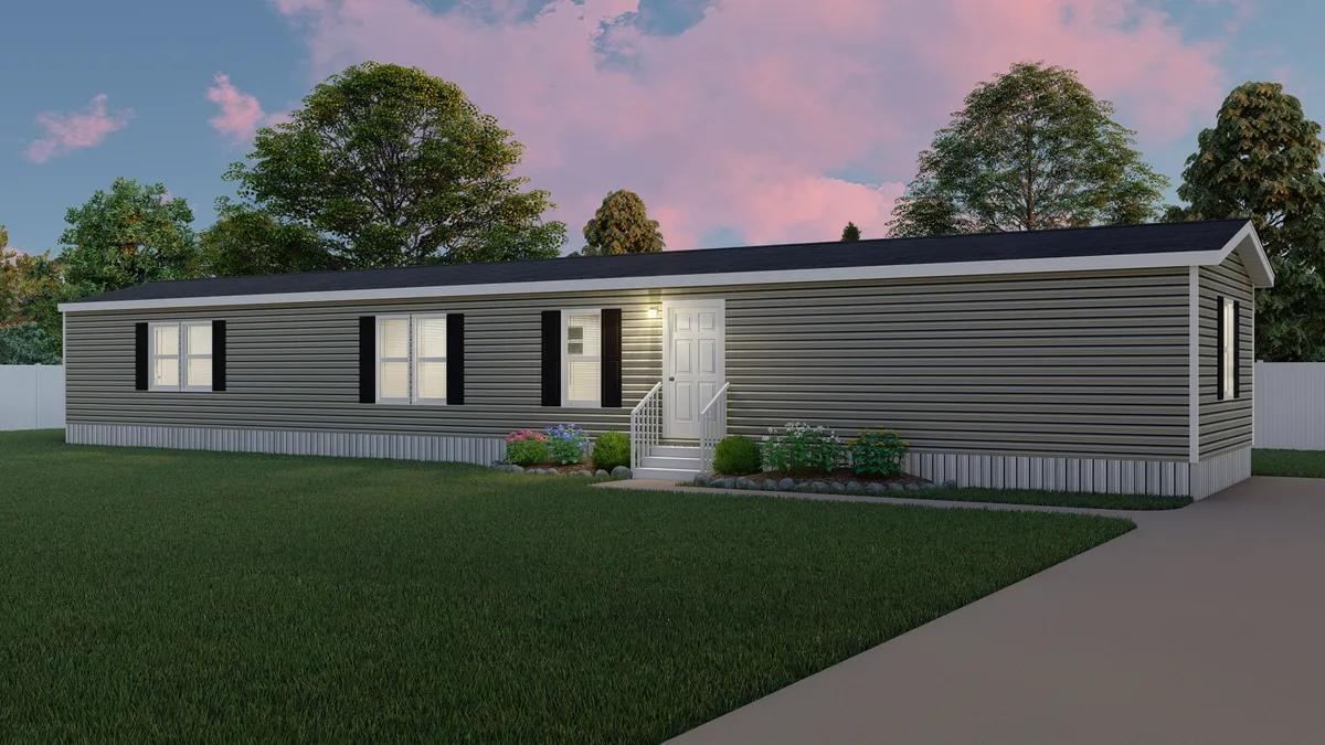 89b0af91-967e-42fc-b2ea-8178e7eca3b0 A 3d rendering of a mobile home at dusk.