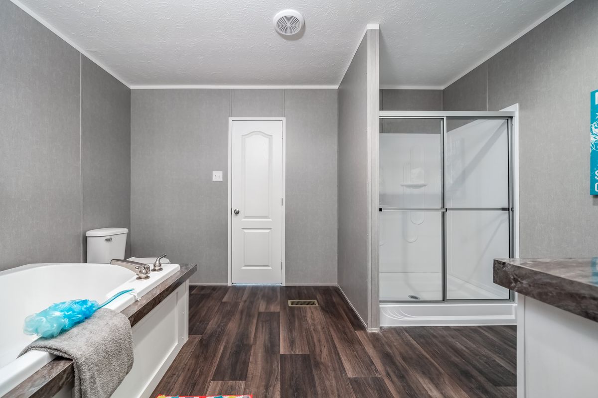bathroom, gray walls
