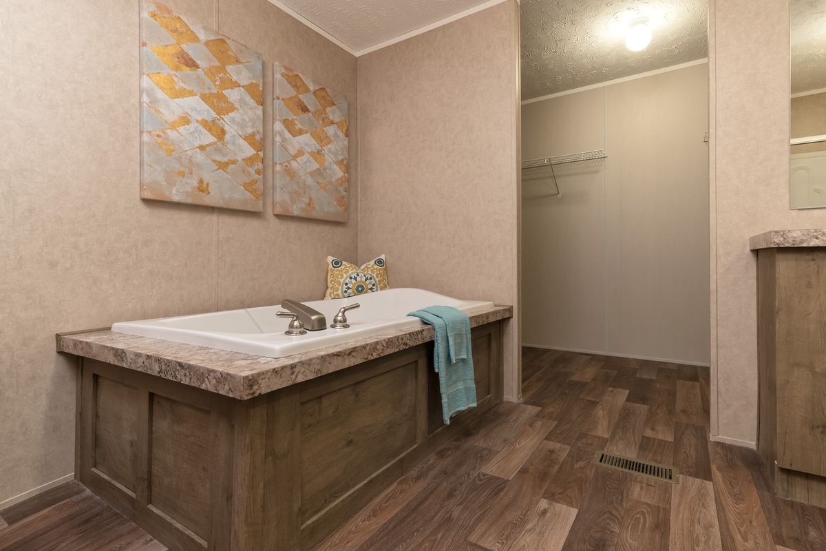 wood floors, bathtub