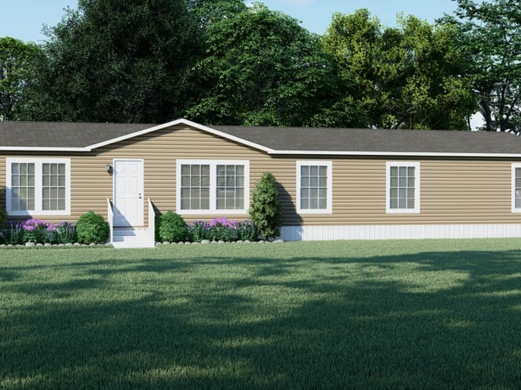 A 3d rendering of a mobile home.