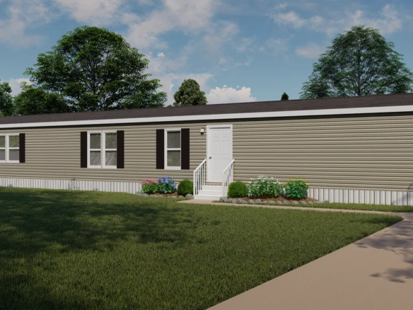 A 3d rendering of a mobile home.