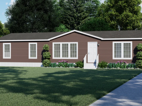 A 3d rendering of a mobile home.