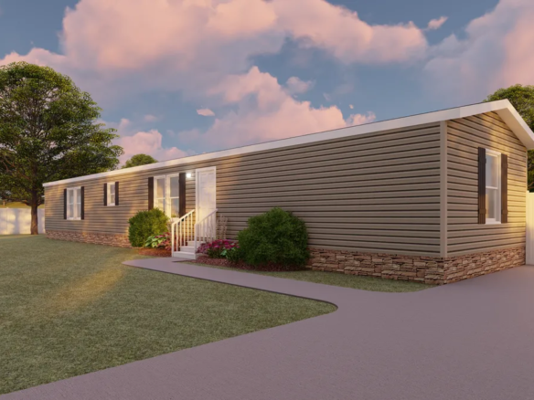 A mobile home 3D rendering showcases an accurate and lifelike representation of a dwelling on wheels.