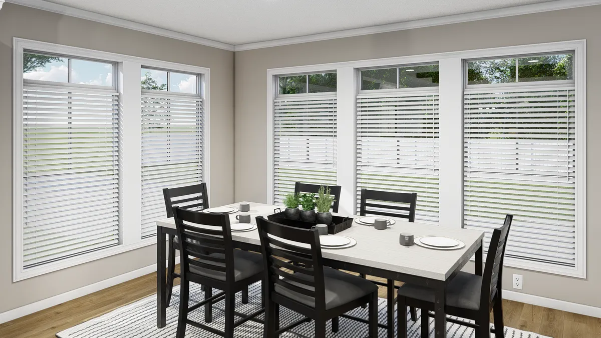 b43e888e-3e33-4e9b-a678-addd9faa3f98 3d rendering of a dining room with blinds.