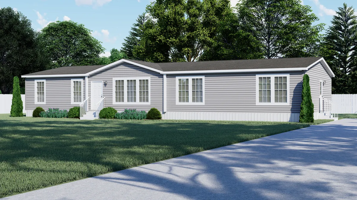 A 3d rendering of a mobile home.