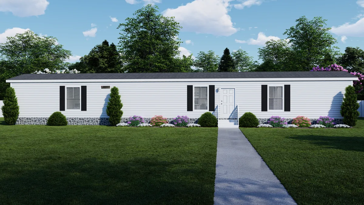 A 3d rendering of a mobile home.