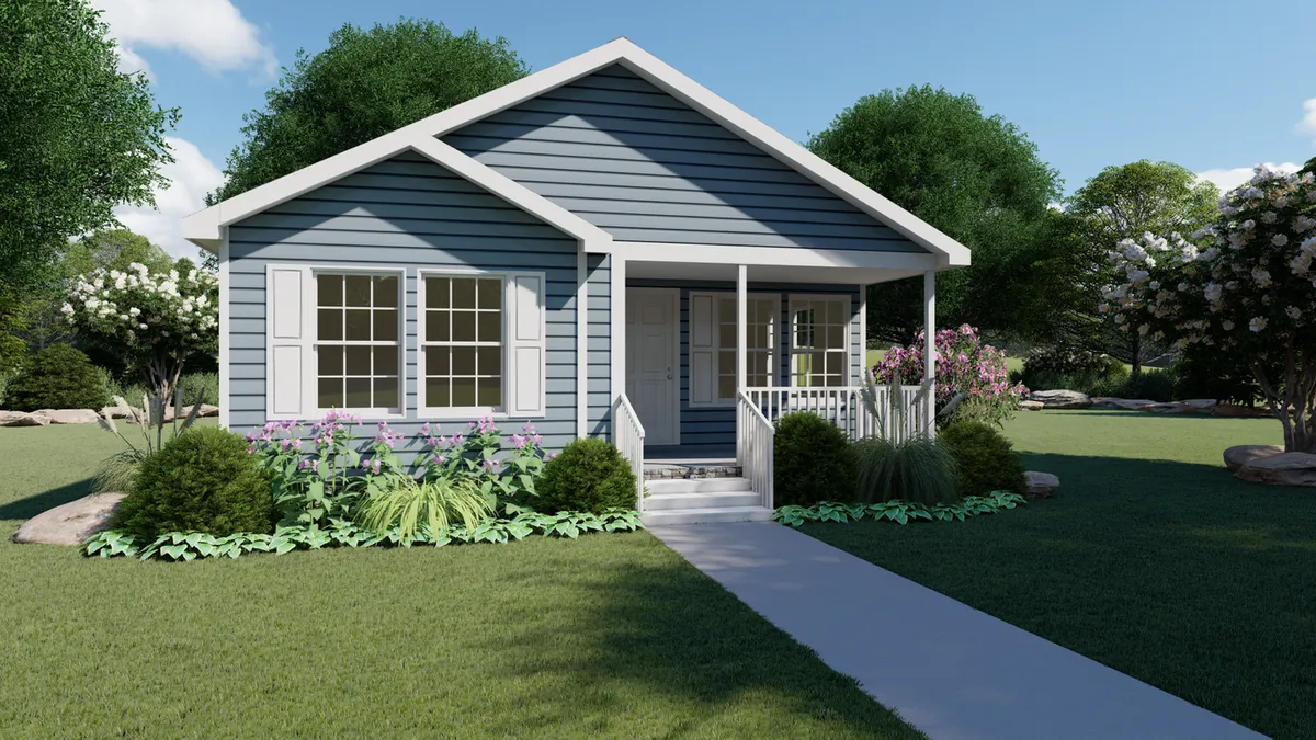 c91f1c8b-f0e5-424d-a3cd-5fffac6f1ab7 A rendering of a small house with a front porch.