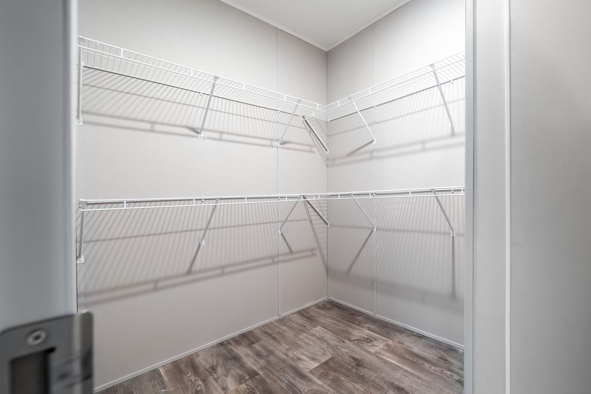 closet, shelves, wooden floor