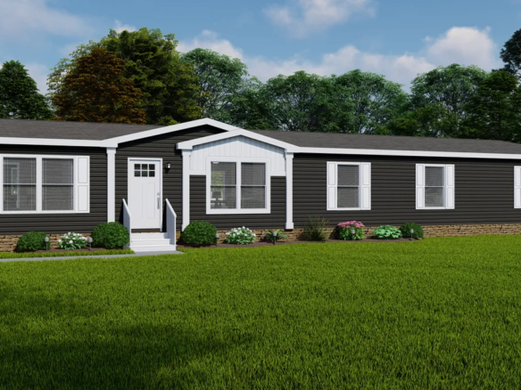 A 3d rendering of a mobile home.