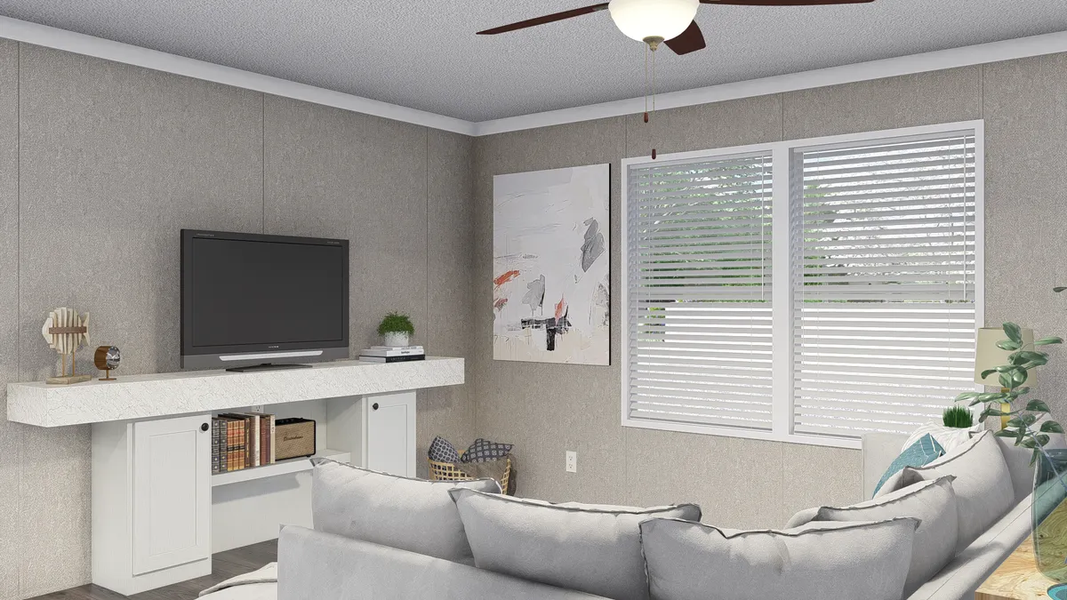 living room, ceiling fan