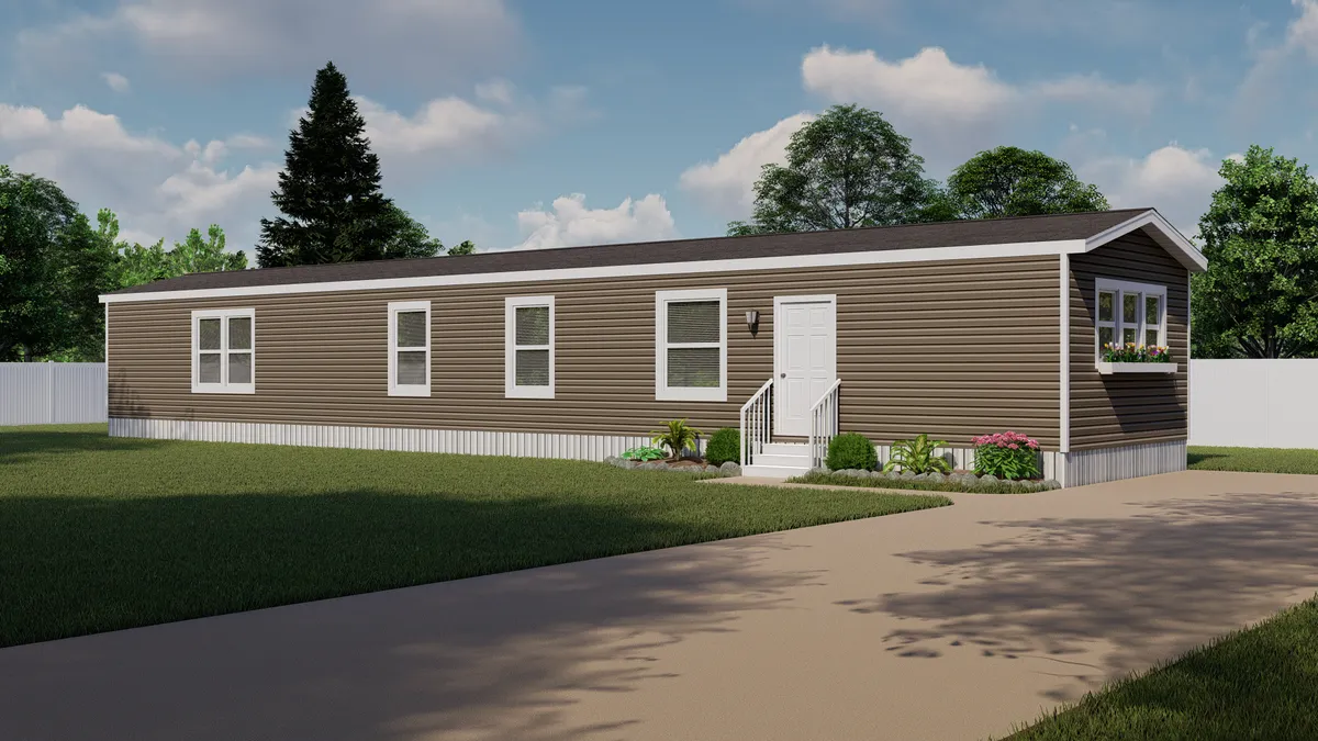 A 3d rendering of a mobile home.