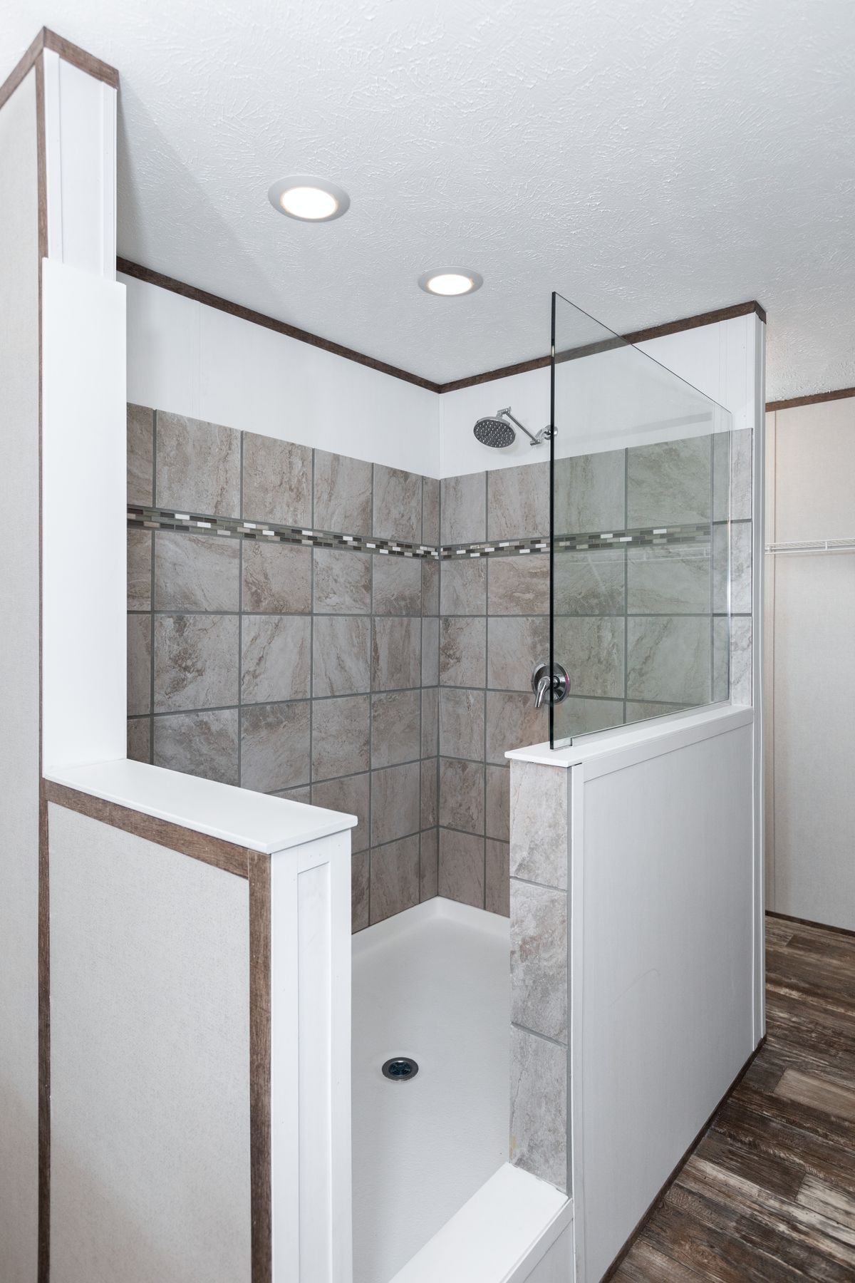 Bathroom, glass shower.