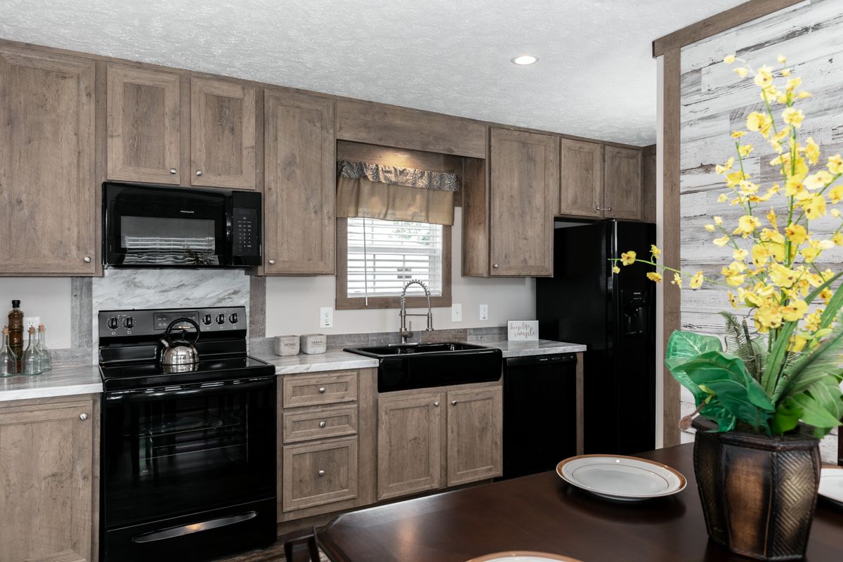 Mobile home, wood cabinets