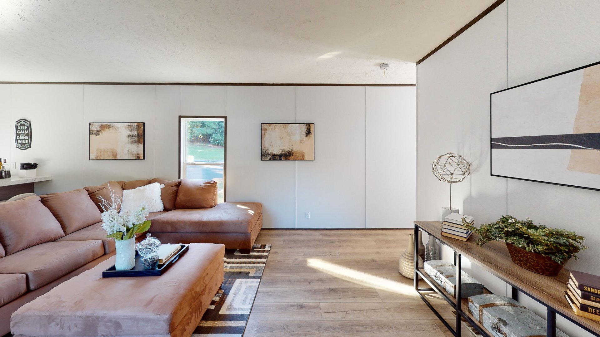A living room with a couch and tv.
